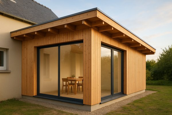 Extension en ossature bois à Ancenis : élégance et efficacité